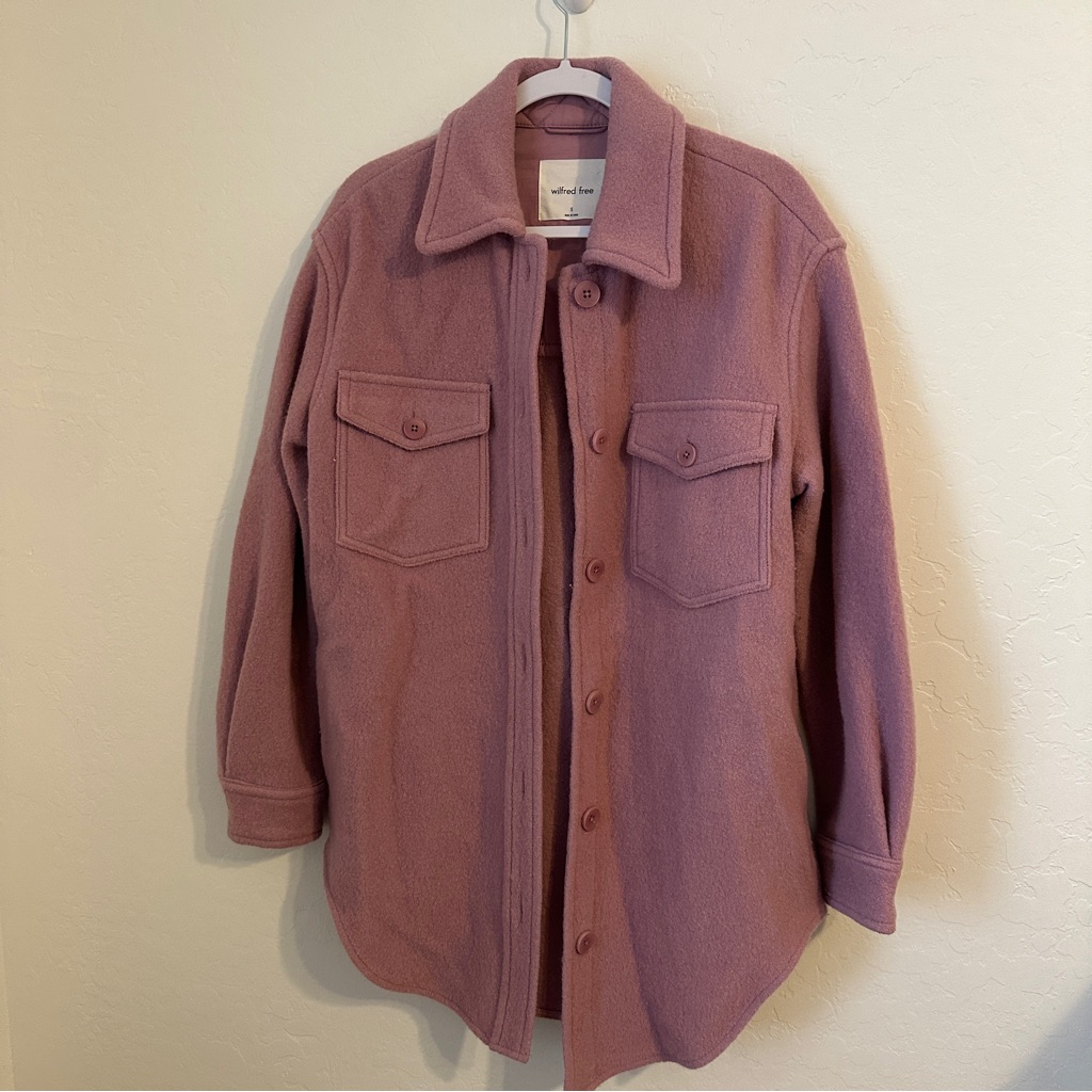 Aritzia Wilfred Free Ganna Blush Textured Shirt Jacket S